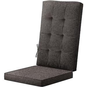 46x18 Outdoor High Back Chair Cushions | Waterproof & UV-Resistant Patio Furniture Pads | Tufted with Ties | Perfect for Dining & Rocking Chairs (Grayish Black)