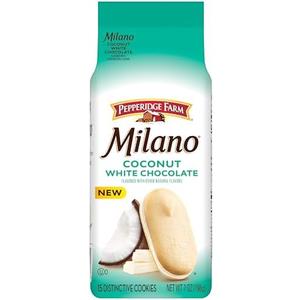 Pack of 2 Pepperidge Farm Milano White Chocolate Coconut Flavored Cookies, 7 Oz Bag