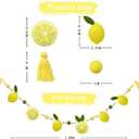 Lemon Decorations Pre-Strung Handmade Felt Yellow Sage Green Wool Felt Ball Wooden Beads Tassel Garland Banner for Lemon Themed Wedding Birthday Baby Shower Bridal Shower Lemonade Mantle Home Decor, 4.3×3.2 inches