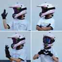 Youth Kids Dirt Bike Helmet for Boys & Girls,F001 Full Face Motorcycle Helmet for Off-Road ATV Street Riding Four Wheeler Mountain Bike with Goggles Gloves,DOT Approved(Pink Flame,M)
