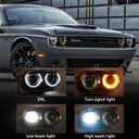 Xenon Model Headlights Assembly for Dodge Challenger 2015 2016 2017 2018 2019 2020 2021 HID Headlamps Pair with Black Housing Replacement Passenger Right Side RH