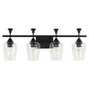 Bathroom Light Fixtures (4-Light, 29 Inch), Matte Black Vanity Lights for Bathroom with Clear Wine Glass Glass Shade, Modern Vanity Wall Lights for Mirror Bedroom Living Room Kitchen Hallway Porch