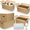 AmazingSpark 5 Sets Glass Packing Kit for Glasses and Stemware Includes Kitchen Moving Boxes Cell Divider Unit Foam Pouches Glass Packing Boxes for Moving Glasses Wine Dish(24 x 12 x 11 Inch)