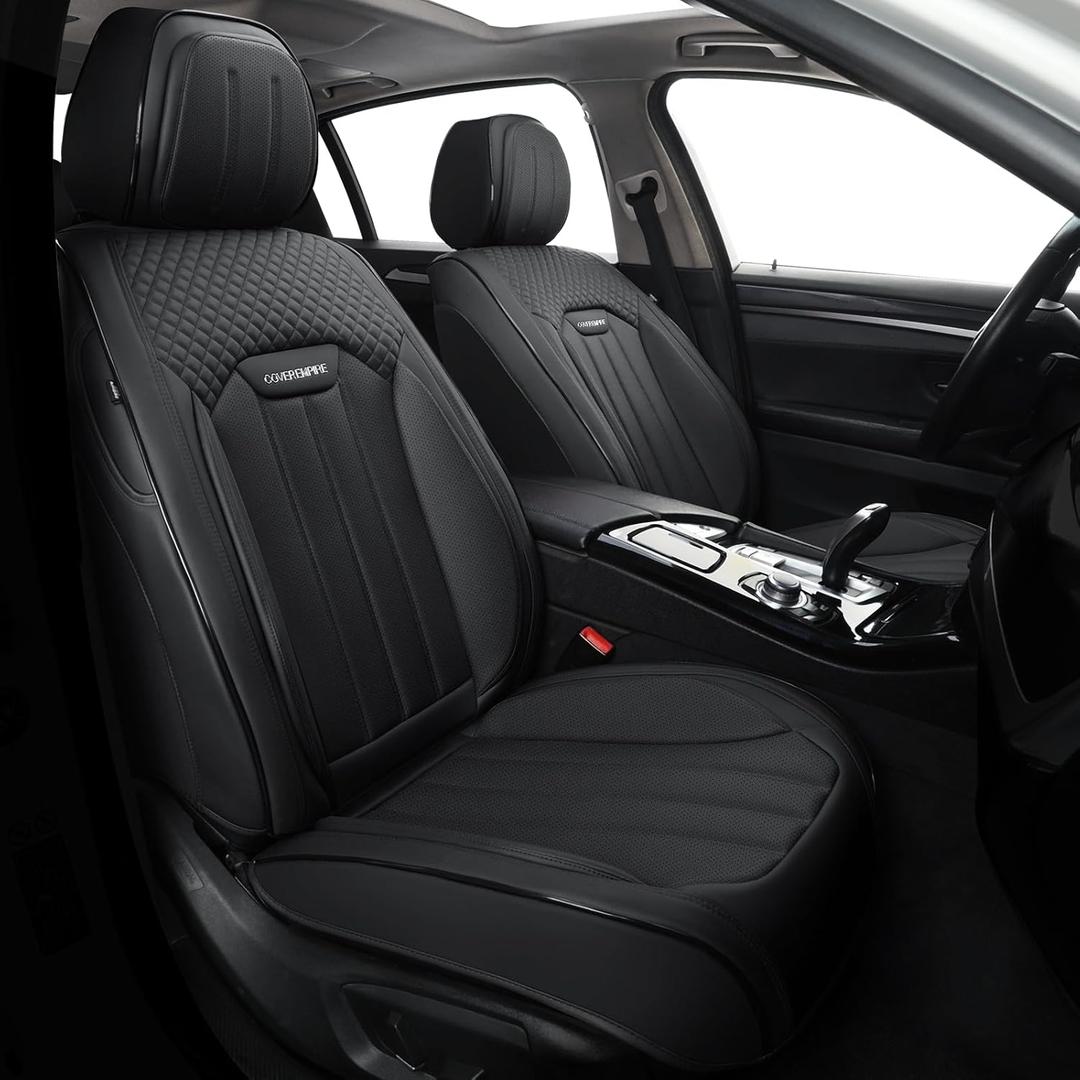 Car Seat Covers Full Set, Leather Seat Cover for Cars, 5 Seats Waterproof Automotive Seat Covers Fit Toyota Rav4 Camry Corolla Cruze CRV Accord, Black
