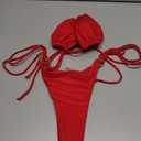 SOLY HUX Bathing Suit for Women Halter Ring Linked Tie Side Bikini Sets Two Piece Swimsuit (Red, L)
