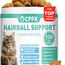 Cat Hairball Remedy Treats, 150 Soft Chews Cat Hair Ball Treatment Furball Control Relief Helps Eliminate and Prevent Hairballs for Indoor Cats Supports Skin and Coat Digestion Chicken Flavor (Exp Date: 11/10/2027)