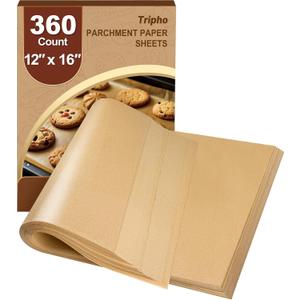 360 Count 12"x 16" Heavy Duty Parchment Paper Sheets for Baking, No-Stick & No-Leak Unbleached Baking Paper, Pre-cut Half Parchment Paper Sheets for Oven, Air Fryer, Microwave