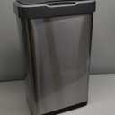 EKO Mirage-T 50 Liter / 13.2 Gallon Touchless Rectangular Motion Sensor Trash Can, Brushed Stainless Steel Finish