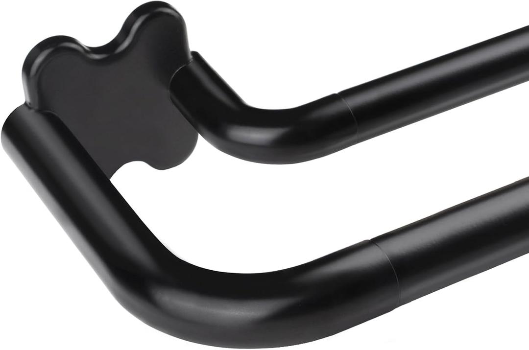 Black Double Curtain Rods, USFOOK Blackout Wrap Around Curtain Rods for Windows 32 to 58 Inch, 6/8 Inch Room Darkening Drapery Rod, Decorative Poles for Home Decor