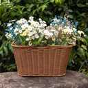 CXWXC Bike Basket - Durable Front Bicycle Bike Baskets - Handmade Woven Wicker Bike Basket with Adjustable Leather Straps