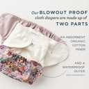 Esembly Cloth Diaper Inner - Organic Cotton Fitted Diaper- Soft, Ultra-Absorbant, Trim-Fitting Layer to Pair with Waterproof Outer for Blowout-Proof Diapering - 3-Pack, Size 1 (7-17lbs)