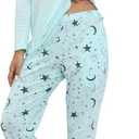 PNAEONG Women's Cotton Long-Sleeve Tops and Full-Length Pajama Set Two-Piece Pjs with Pockets SY008 (XX-Large, Blue Star)