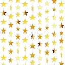 6PCS Gold Star Garland Decorations - 78 Feet Double Side Hanging Stars Decorations for Ceiling, Paper Star Garland Gold Star Streamers for Birthday Wedding Engagement Homecoming Classroom Party