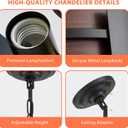 Modern Farmhouse Chandelier 26" Industrial Drum Pendant Lighting Fixture 5-Light Black Walnut Grain Finish for Dining Room Kitchen Island Office Living Room