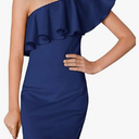 WDIRARA Girl's One Shoulder Ruffle Trim Flounce Sleeve Pencil Party Birthday Dress