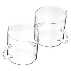 2pcs Transparent Glass Espresso Cups Mini Milk Pitcher Easy to Clean for Coffee Juice and More Breakfast Tea Service