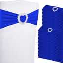 100PCS Spandex Stretch Royal Blue Chair Sashes Bows Universal Elastic Chair Cover Bands Ties with Buckle Slider for Wedding Party Ceremony Reception Event Banquet Decoration(Royal Blue)