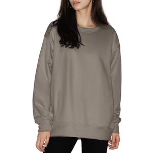 PUMIEY Women's Oversized Sweatshirts Fleece Crew Neck Hoodies with Pockets Long Sleeve Pullover Tops Three-No Collection, XL