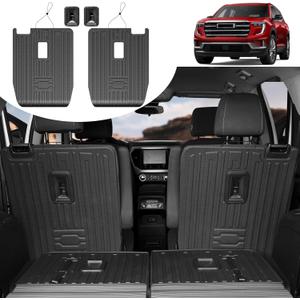 2nd Backrest Mat Compatible with 2017-2023 GMC Acadia-All Weather TPE Protection Black Kick Mat for GMC Acadia Denali Accessories-6 Passenger Only 2023 2022 2021