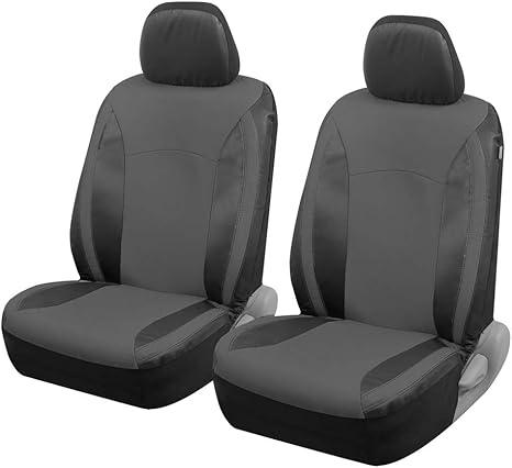 Custom Covers Trend Gray Faux Leather Car Seat Covers for Front Seats – Automotive Bucket PU Leather Seat Covers for SUV Made for Vehicles with Removable Headrests, Interior Covers for Car Truck Van SUV