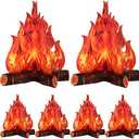 Boao 6 Set Fake Fire Fake Flame Camping Decoration 3D Cardboard Campfire Centerpiece Artificial Flames Campfire Party Decoration for Camp Bachelorette Party Supplies(Red Orange)