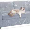 Plastic Loveseat Cover - 84" W x 40" D x 36" RH x 18" FH - Heavy Duty Vinyl, Waterproof, Slipover for Pets & Scratch Proof Furniture Protection (Transparent)