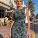 Trendy Queen Womens Mini Floral Boat Neck Sleeveless Bodycon Short Party Summer Dresses 2026 (S)