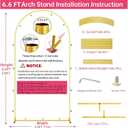 6.6FT Metal Wedding Arch Stand Gold Square Arched Backdrop Frame for Party Ceremony Valentines Day Birthday Bridal Baby Shower Garden Floral Balloon Arch Decoration