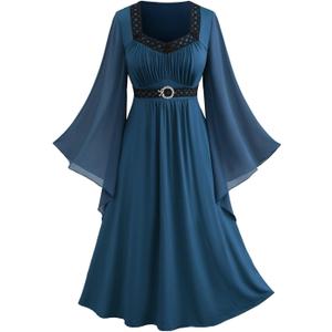 ROSE GAL Rosegal Plus Size Renaissance Costumes Dress for Women Medieval Fairy Halloween Dress (2XL, Blue)