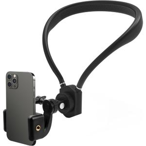 Neck Mount for Phones, Neck Cell Phone Holder POV/Vlog Selfie Mount Hand Free Phone Neck Holder Chest Stand Strap Video Recording for iPhone 16 15 14 13 12 Seires Android Phones (Black) Neck Mount for Phones, Neck Cell Phone Holder POV/Vlog Selfie Mount Hand Free Phone Neck Holder Chest Stand Strap Video Recording for iPhone 16 15 14 13 12 Seires Android Phones (Black)