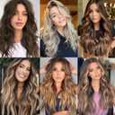 4Pcs Clip in Hair Extensions, 20 Inches Long Synthetic Curly Hair Extensions Clip ins for Women Girls (Color: Medium Brown with Honey Blonde Highlights)