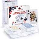 Canasta Cards with Point Values, Tray and Score Pads Set. Includes 2 Deck of Cards, Revolving Holder, and 50 Scoring Sheets.