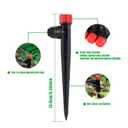 Drip Irrigation Emitters Adjustable 360 Degree Drip Emitters on 5" with Stake for 1/4" Drip Irrigation Tubing Irrigation Drippers for Garden Watering System. (50pcs-Red Drip)