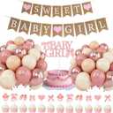 Sweet Baby Girl Burlap Banner, Pink Rose Gold Baby Girl Shower,Rose Gold Balloon , Photo Decoration Props SweetRustic Baby Shower Decorations