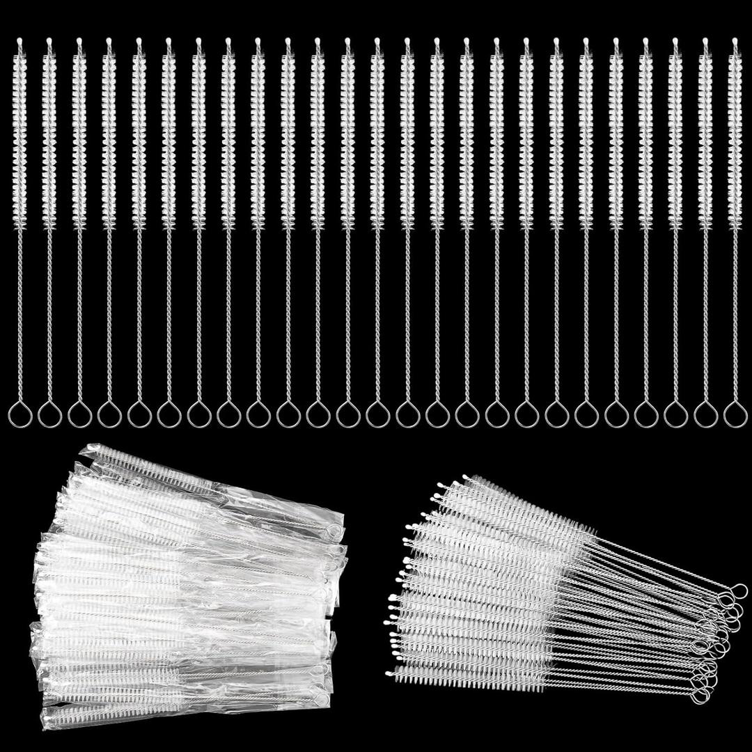 TrelaCo 100 Pcs Tracheostomy Cleaning Brushes Trach Brush Nylon Bristle Tracheostomy Brushes Pipe Tube Cleaning Brush for Supplies, 10mm