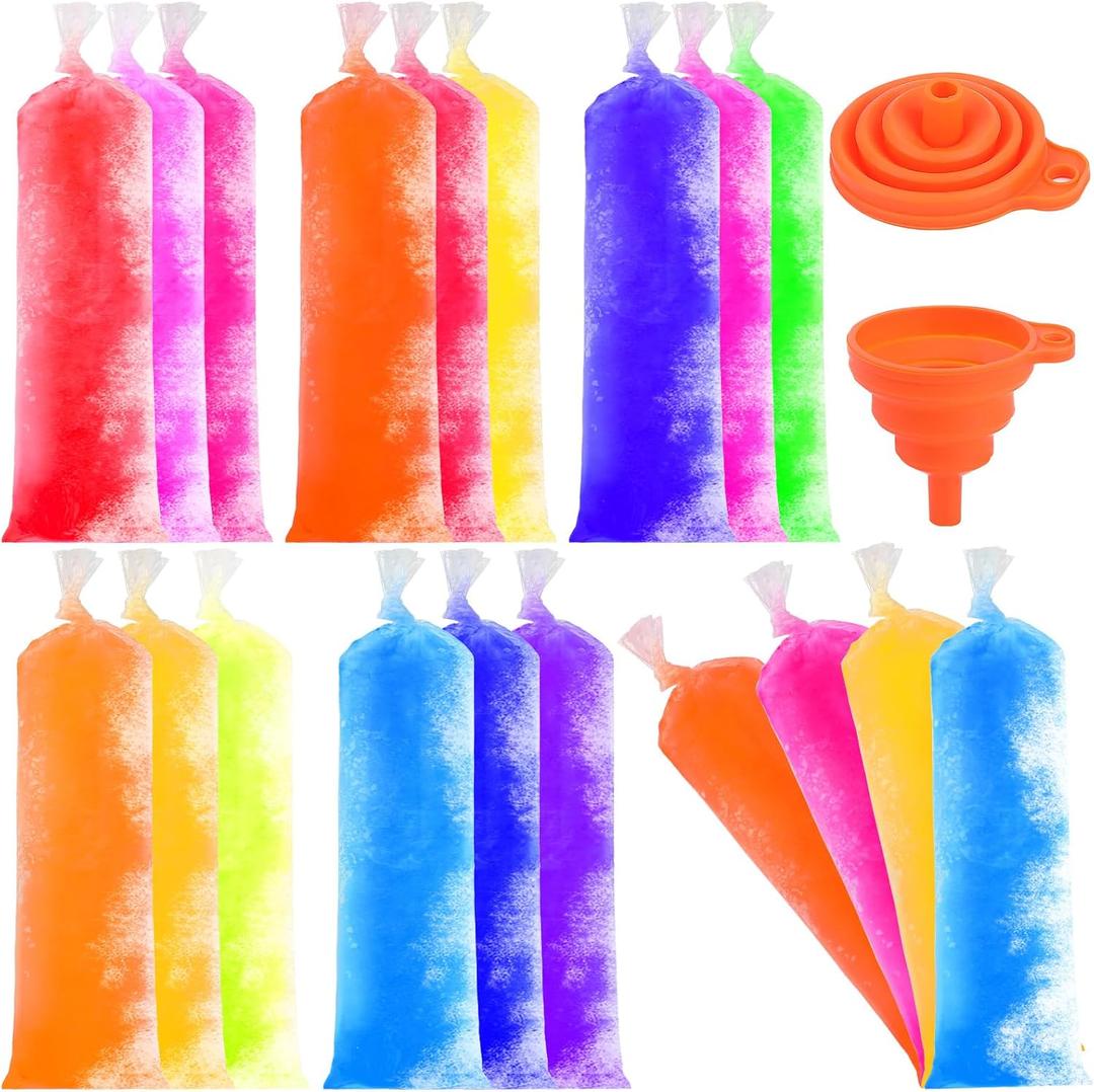FEBSNOW 160 Ice Lolly Bags Disposable Ice Popsicle Mold Bags, Freezer Tubes Ice Cream Mold Bags Easy to Fill for Snacks Yogurt Juice Fruit Ice Candy Pops Comes with Funnel (2 x 12 Inch)