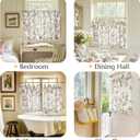jinchan Floral Linen Kitchen Curtains with Attached Valance 36 Inch Length Farmhouse Cafe Tier Curtains for Living Room Bathroom Rustic Half Window Light Filtering Small Drapes 2 Panels Black