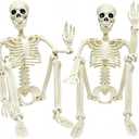 2 x CAMIRUS 2PACK 36" Skeleton Halloween Decorations, 3ft Life Full Size Skeleton with Realistic Posable Movable Joints for Halloween Haunted Houses, Lawn, Graveyard