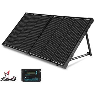 Renogy 100 Watt 12 Volt Portable Solar Panel with Waterproof 20A Charger Controller Foldable 100W Solar Suitcase with Adjustable Kickstand for Power Station, 100W Panel-20A Controller, Black is