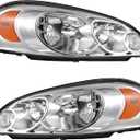 AUTOSAVER88 Headlight Assembly Compatible with 2006 2007 2008 2009 2010 2011 2012 2013 Chevy Impala 2014-2016 Impala Limited 06-07 Monte Carlo Headlamp Replacement Pair Chrome Housing Amber Reflector (A Chrome Housing Amber Reflector Clear Lens)