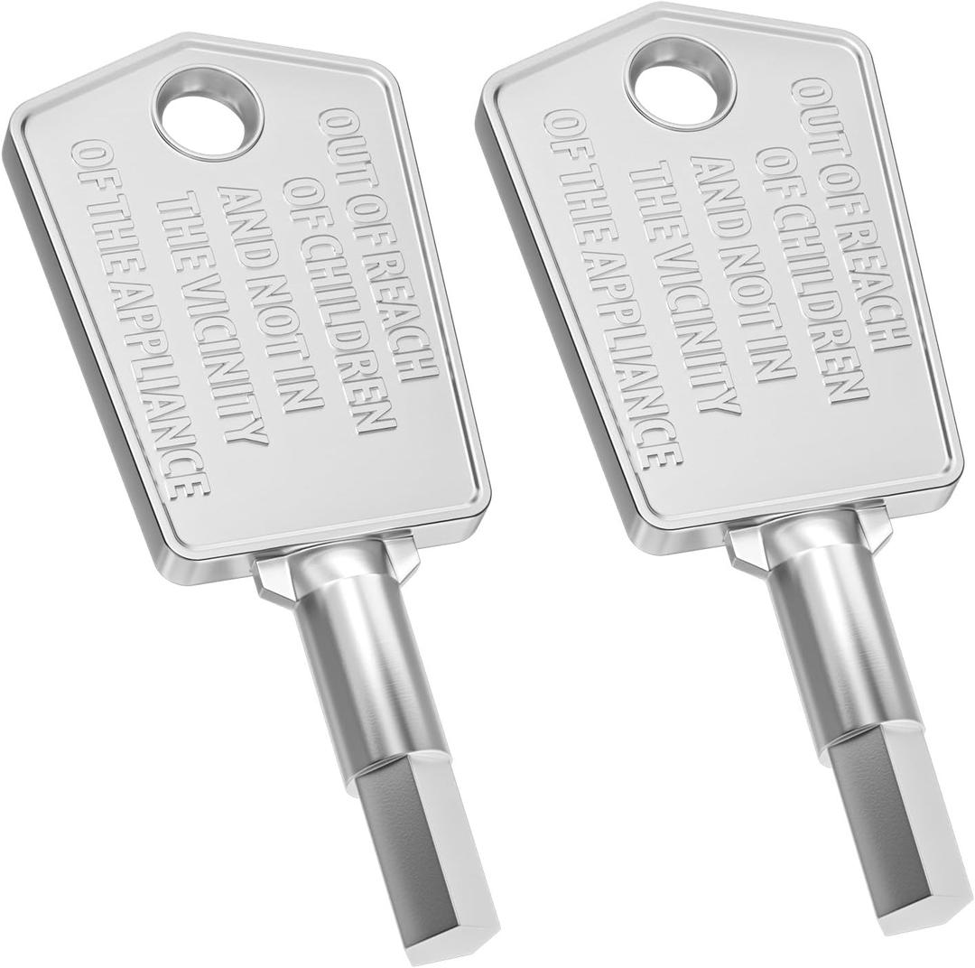 2 x WR01X28053 Freezer Door Key Replacement Haier Refrigerator Door Key Compatible GE Sears Kenmore Generic Fridge Door Freezer Key -2 Pack, silvery