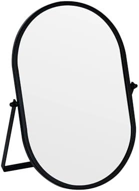 Tstarer Oval Vanity Mirror with Stand, Gold Metal Frame, Tabletop Makeup Mirror (Black, 7.1 x 11 inches)