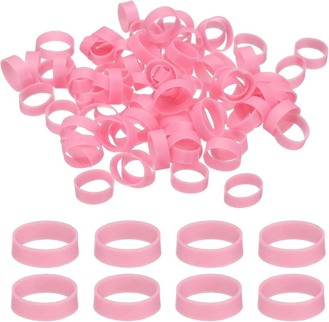 PATIKIL 250Pcs Silicone Cable Ties, 12mm Heavy Duty Small Strong Rubber Bands Silicone Rubber Bands for Cord Management Home Office Organization, Pink(19x5x0.6mm)