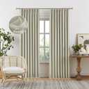 Blackout Pinch Pleated Curtains for Bedroom 95 Inch Length, Linen Blended Farmhouse 100% Blackout Thermal Insulated Back Tab Drapes with Hooks for Track System 2 Panels-Natural Linen, W50xL95