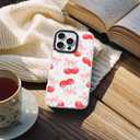 ChiCsFleur for iPhone 13 / iPhone 14 Case, TPU Phone case with Camera Protection for Women Girls Teens - Red Cherry Pink Artsy Coquette Bow Heart Clear Fruit Sorority Aesthetic Unique