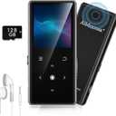 128GB MP3 Player with Bluetooth 5.2, AiMoonsa Music Player with Builtin HD Speaker, FM Radio, Voice Recorder, HiFi Sound, EBook, Earphones Included