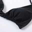 MOSHENGQI Women Sexy Brazilian Bikini 2 Piece Spaghetti Strap Top Thong Swimsuit Bathing Suit (Black, S)