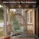 Egg Chair Cushion with 8 Securing Straps, Water-Repellent & Fade-Resistant Faux Linen, Removable Cover, Replacement Cushion for Most Single Outdoor Hanging Swing Egg Chairs Sage Green