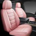 Full Coverage Faux Leather Car Seat Covers Full Set,Automotive Seat Covers for Cars,SUVs Pick-up Truck, Car Seat Cushion, Pink Seat Covers for 5 Seats,Car Seat Protector