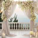 PARTISKY 10ftx7ft Taupe Chiffon Backdrop Curtains, Wrinkle-Free Sheer Fabric Photo Drapes for Wedding Ceremony Arch Birthday Baby Shower Photography Stage Decor 5ft x 7ft, 2 Panel
